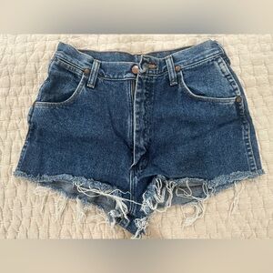 Wrangler Dark Blue Distressed Jean Shorts